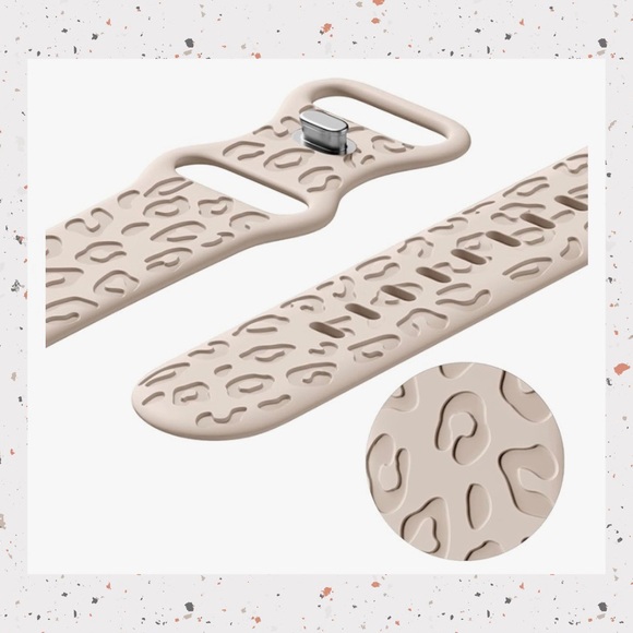 Set Of 4 Leopard pattern engraved silicone bands compatible with Apple Watch - Picture 8 of 8